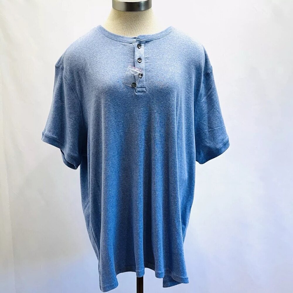 NEW APT. 9 Men Pullover Short Sleeve Crew Neck Partial Button Red Shirt Size XXL